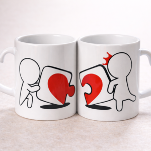 Conjunto Canecas Brancas Pega-Coração Personalizadas